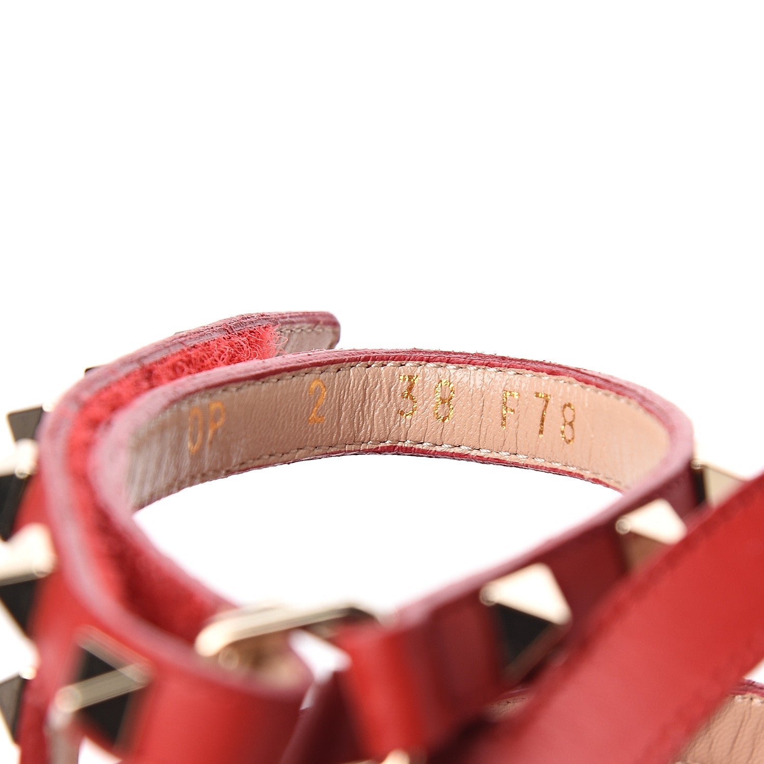 Valentino Garavani Calfskin Rockstud Gladiator Sandals 38 Red 8 of 9