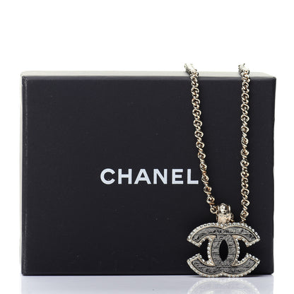 Chanel Metal Crystal Scarab CC Necklace Gold Silver 6 of 6