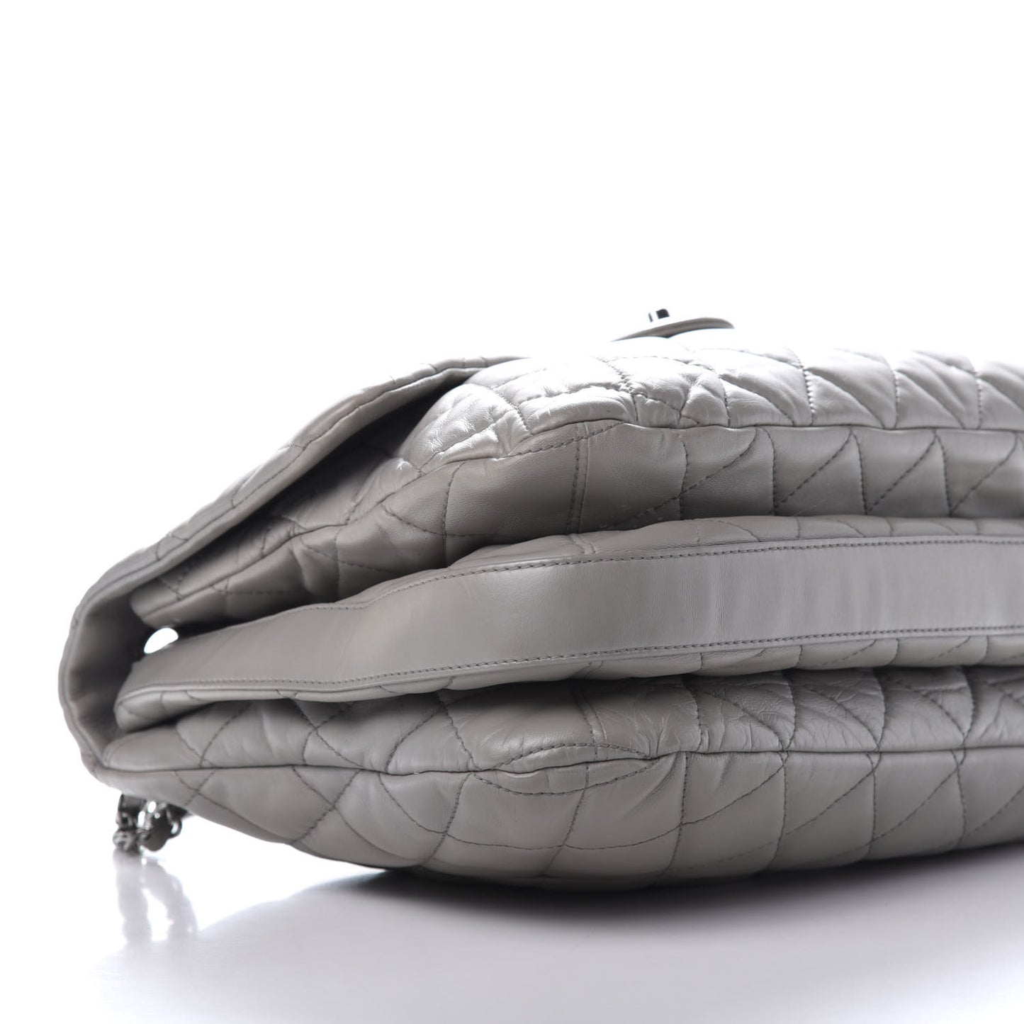 Lambskin Quilted 3 Flap Bag Grey