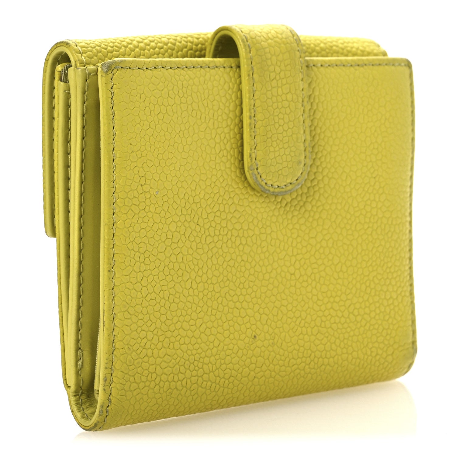 Chanel Caviar Timeless CC Compact French Wallet Yellow 3 of 15