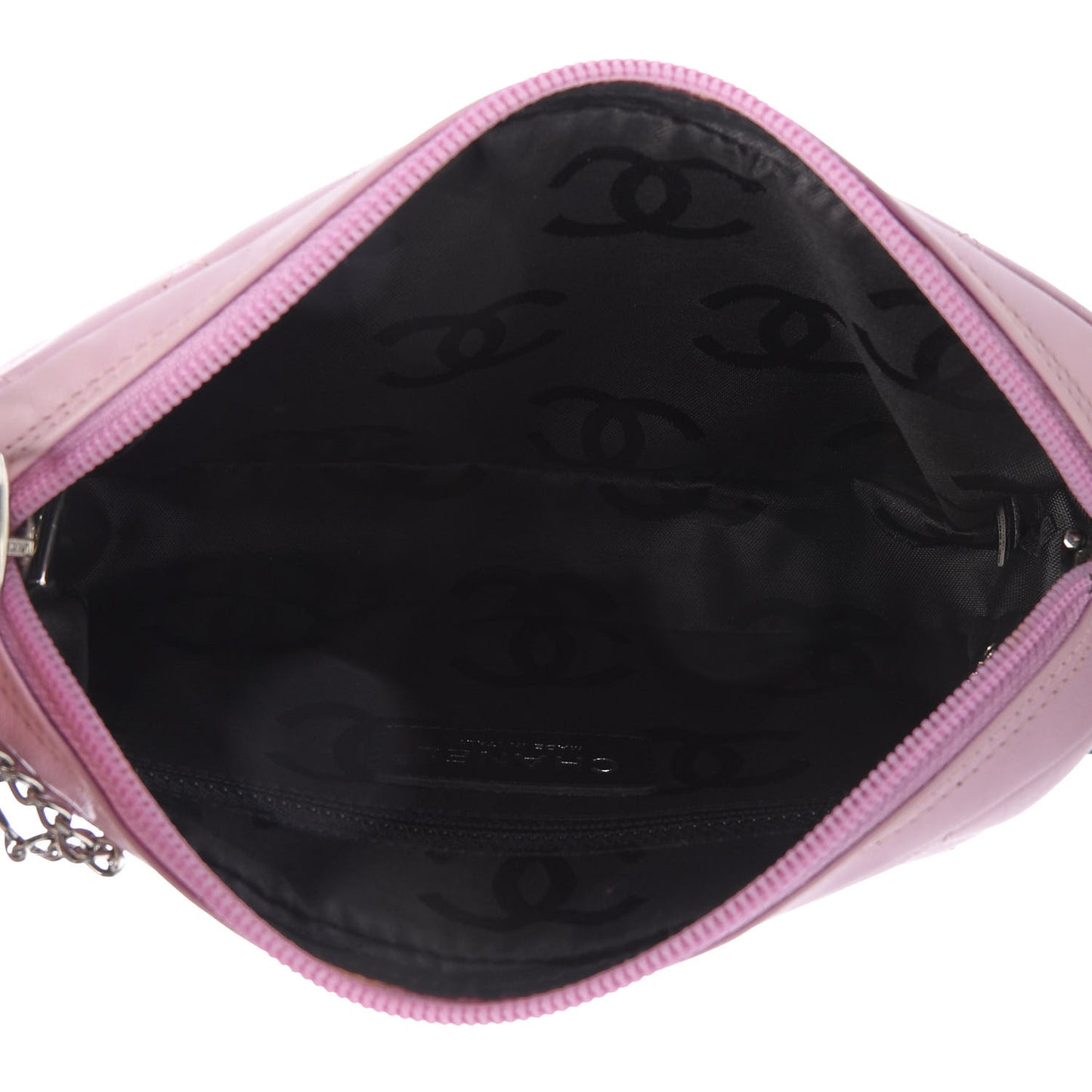 Calfskin Quilted Cambon Pochette Pink Black
