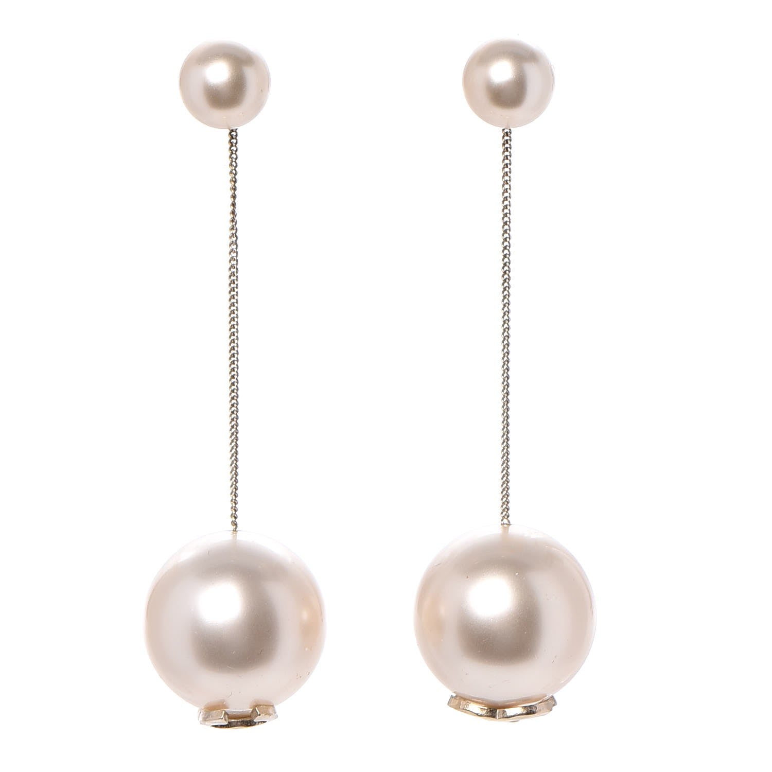 Chanel Pearl CC Drop Earrings Gold 1 of 6