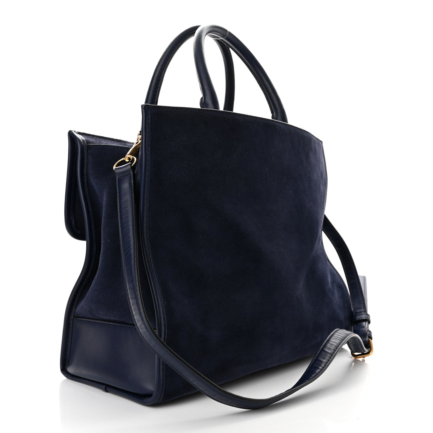 Suede Madison Tote Weekender Bag Midnight Blue