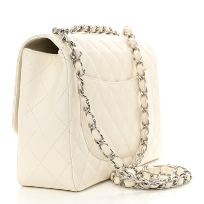 Chanel Caviar Quilted Jumbo Single Flap White 3 of 14