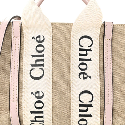 Chloe Linen Calfskin Mini Woody Ribbon Tote Cement Pink 8 of 10