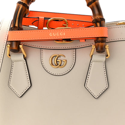Gucci Wonka Grain Calfskin Small Diana Tote Bag Mystic White Orange Fluo 8 of 10