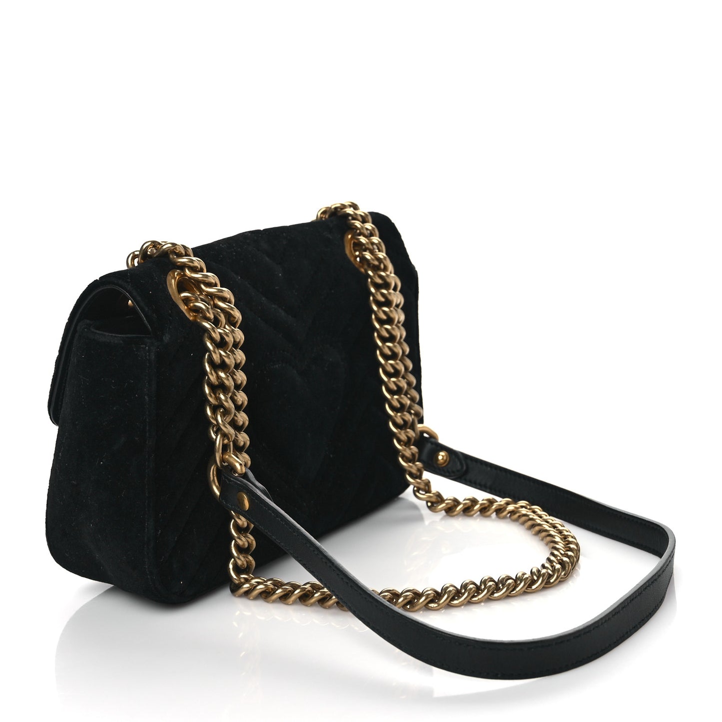 Velvet Matelasse Mini GG Marmont Shoulder Bag Black