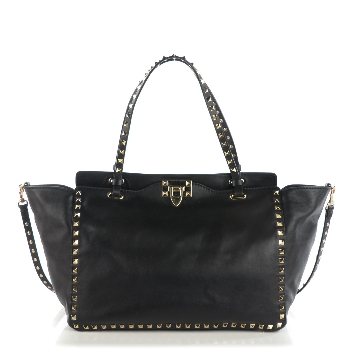 Vitello Medium Rockstud Tote Black
