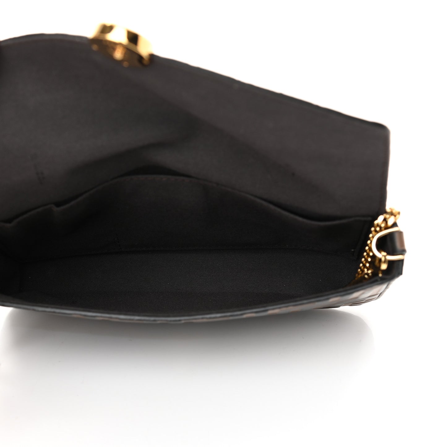 Vitello Soft F is Fendi Bi-Color FF 1974 Embossed Envelope Wallet On Chain with Pouches Maya Black