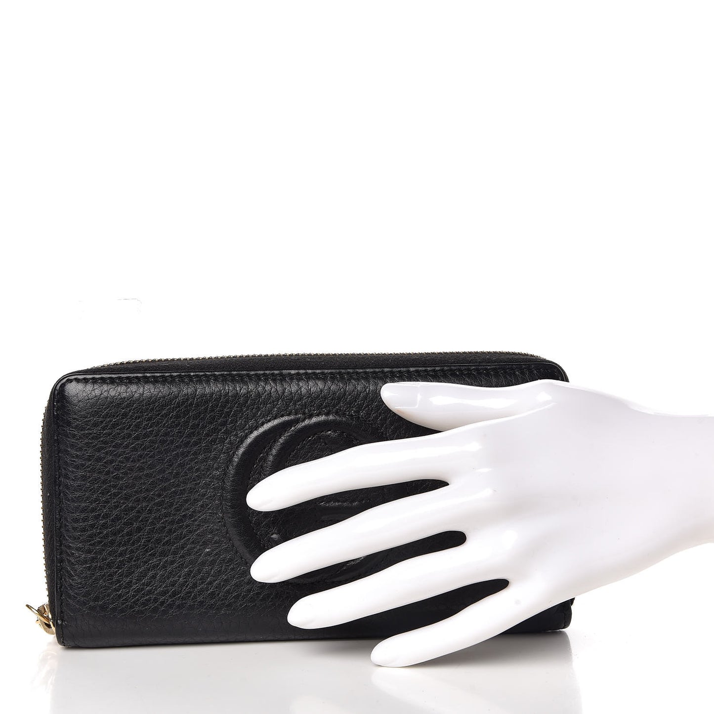 Pebbled Calfskin Soho Zip Around Wallet Black