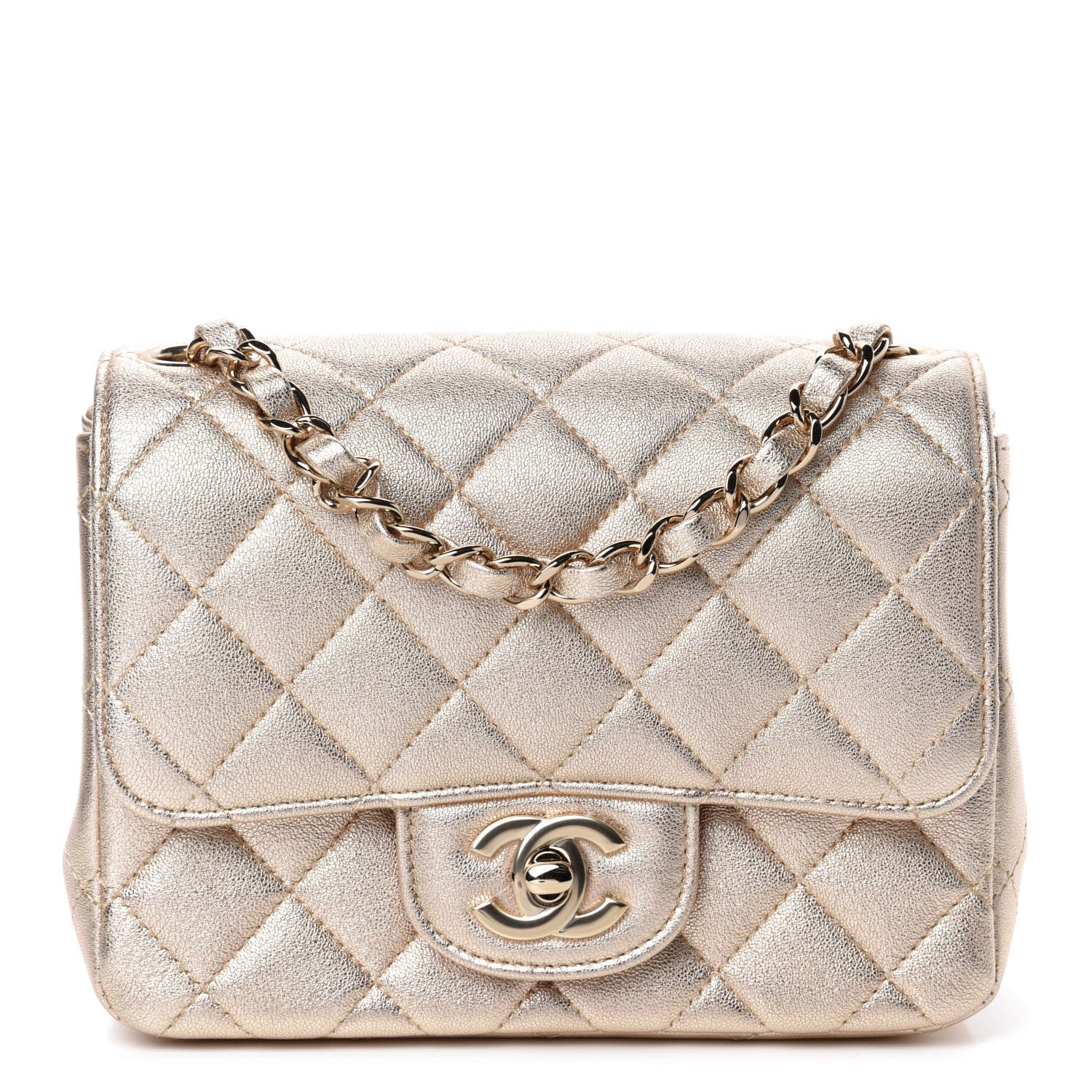 Chanel Metallic Lambskin Quilted Mini Square Flap Gold 1 of 11