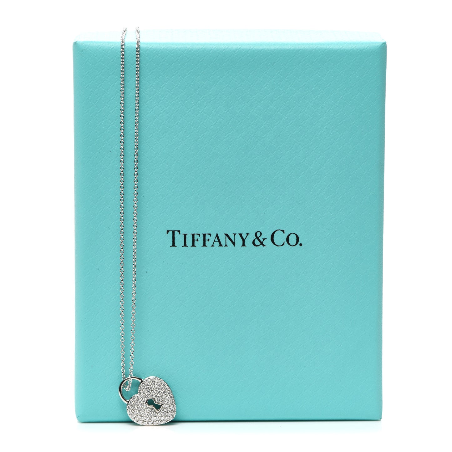 Platinum Diamond Small Heart Lock Pendant Necklace