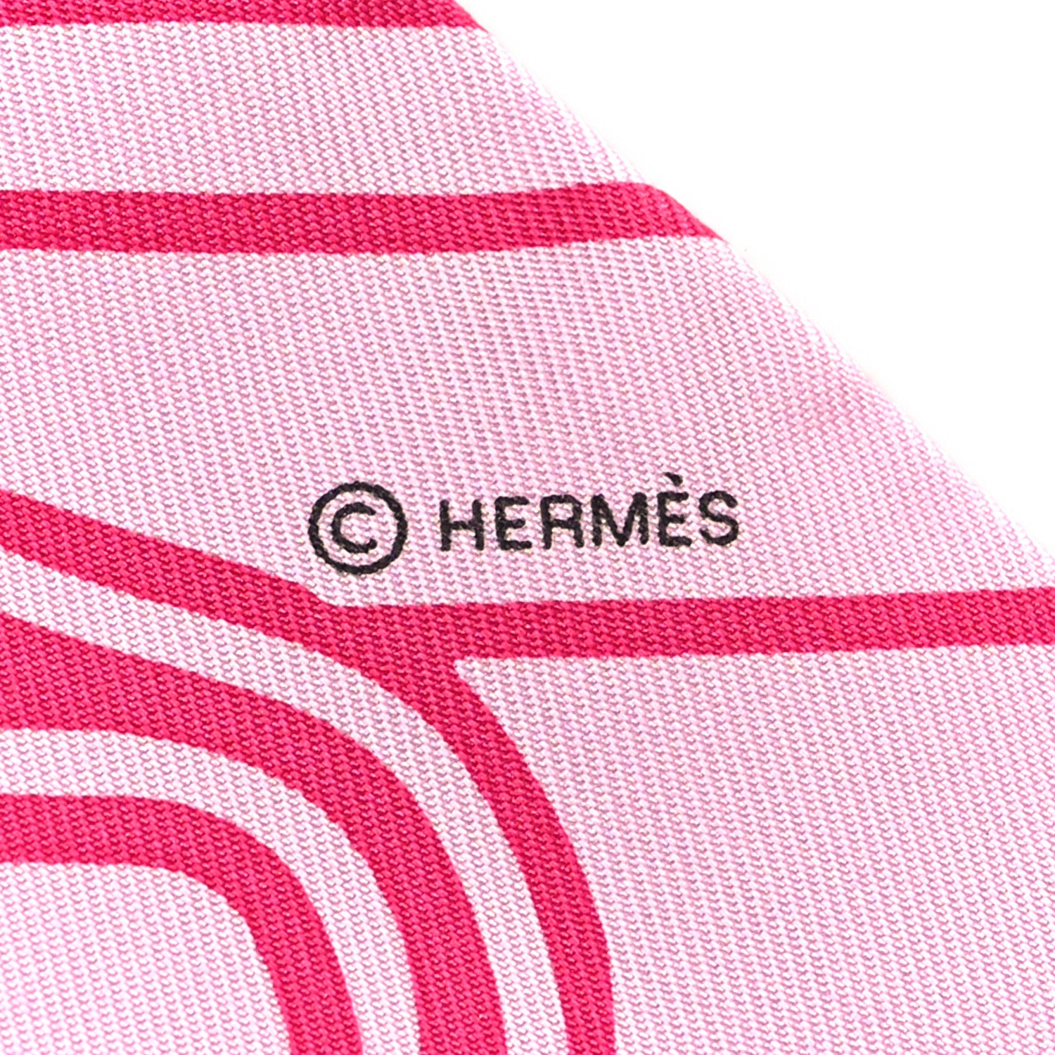 Hermes Silk Les Coupes Tattoo Twilly Rose Vif Rose Pale 4 of 4