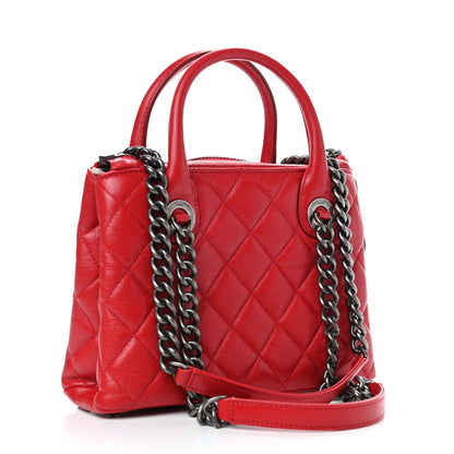 Chanel Shiny Sheepskin Quilted Small Shopping Tote Red 2 of 4