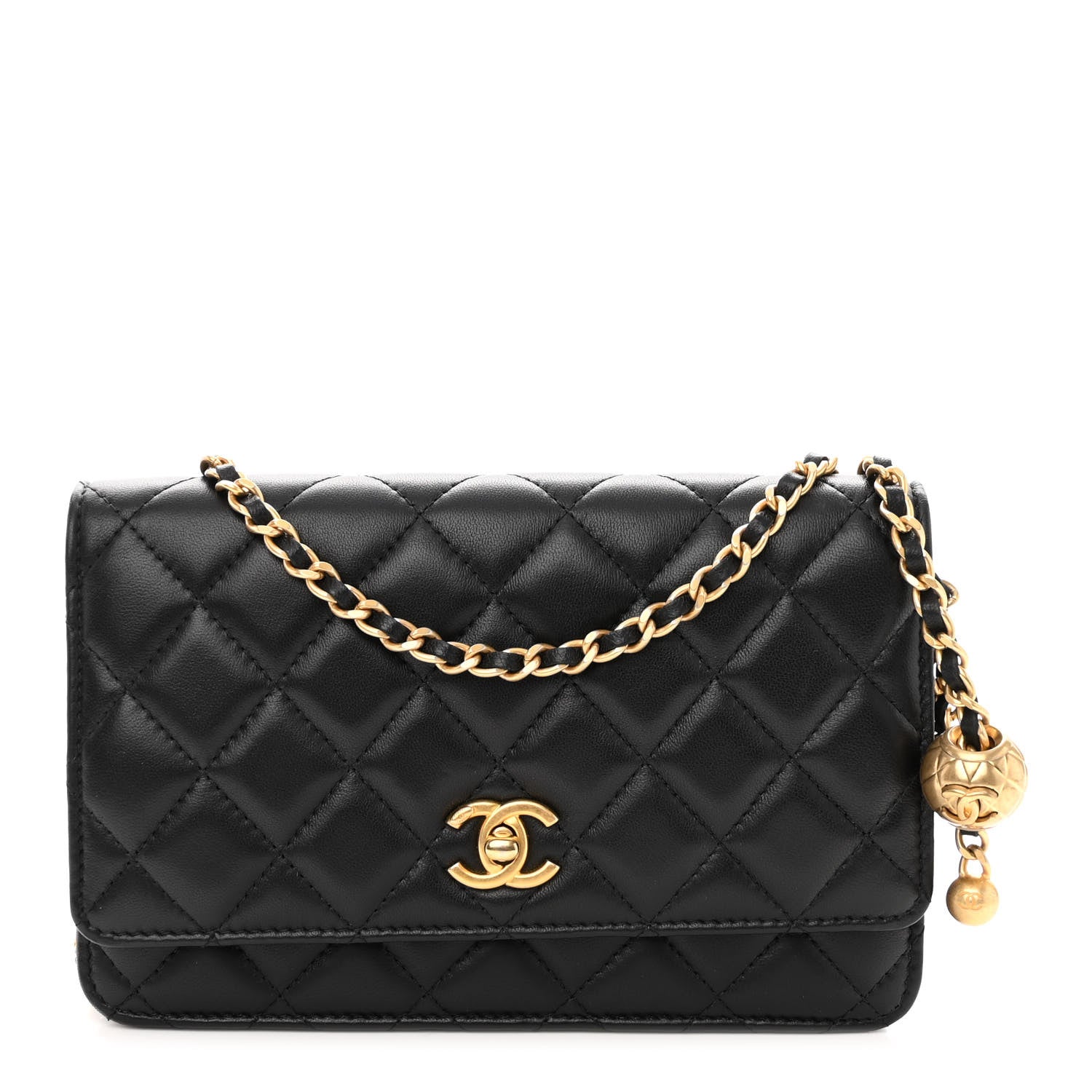 Chanel Lambskin Quilted Pearl Crush Wallet On Chain WOC Black 1 of 10
