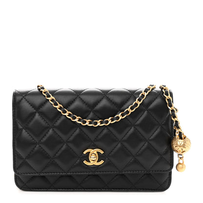 Chanel Lambskin Quilted Pearl Crush Wallet On Chain WOC Black 1 of 10