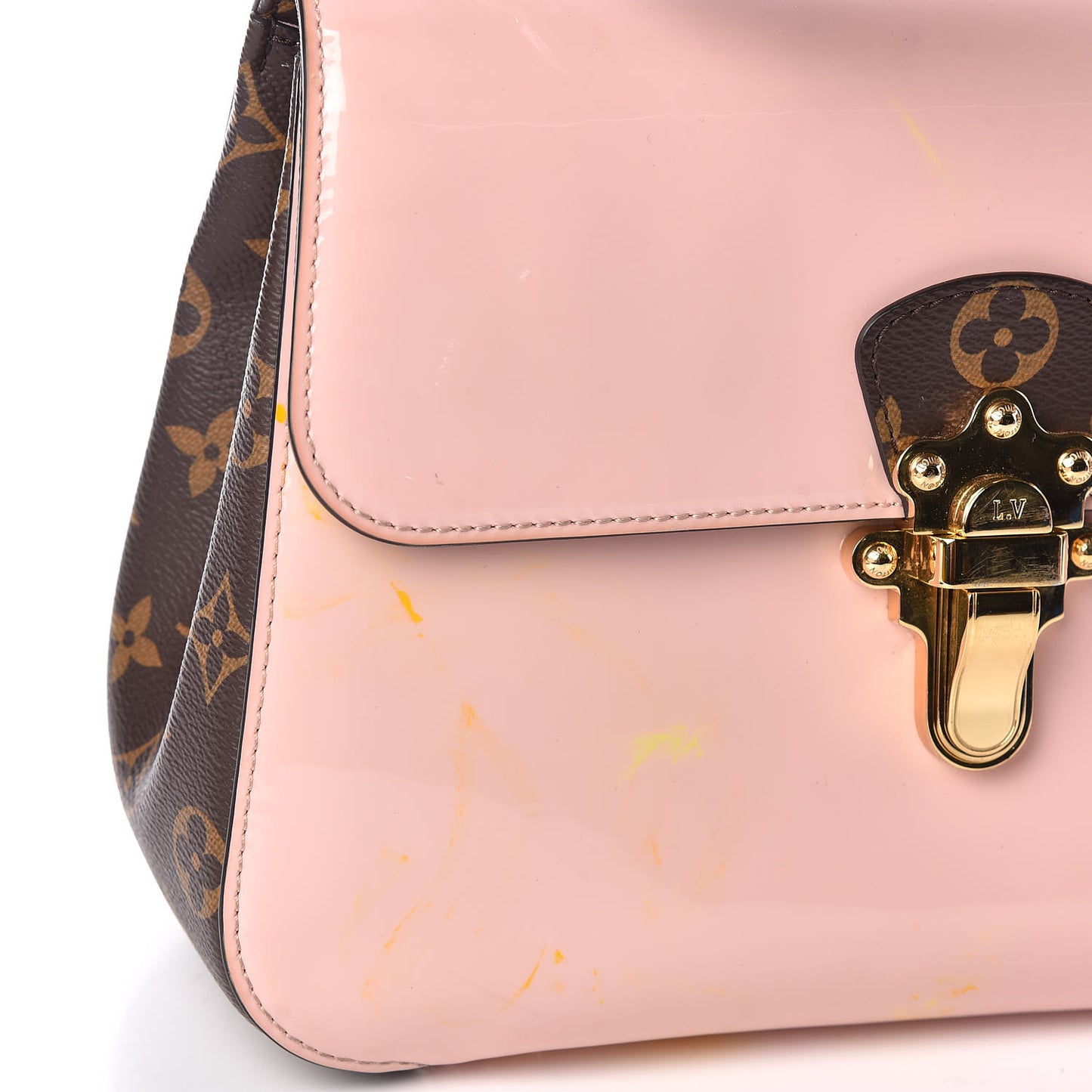 Patent Calfskin Monogram Cherrywood PM Rose Ballerine