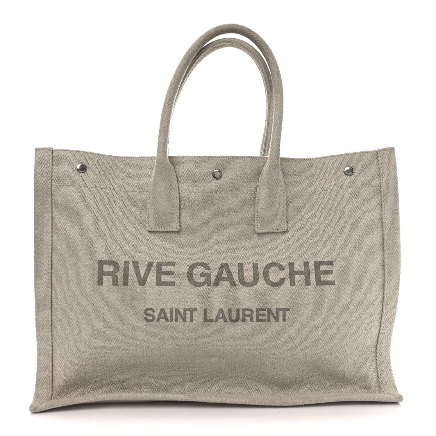 Saint Laurent Cotton Linen Rive Gauche Tote Light Shell 1 of 12