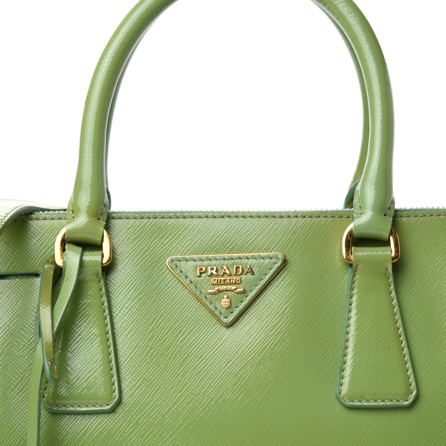 Saffiano Vernice Mini Galleria Double Zip Tote Green
