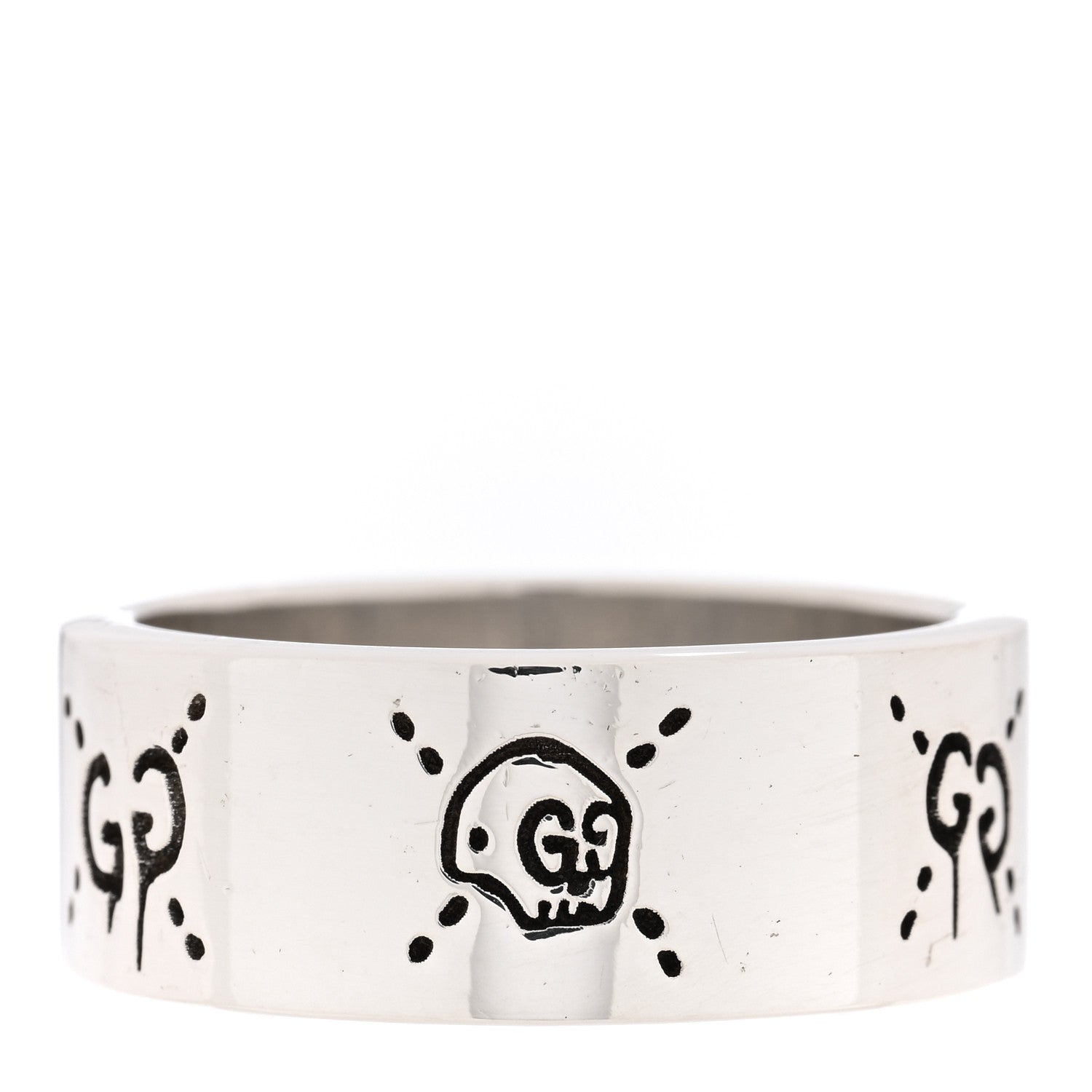 Gucci Sterling Silver GG Wide Band Ring 63 10.25 1 of 5