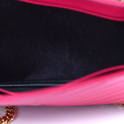 Saint Laurent Grain De Poudre Matelasse Chevron Monogram Chain Wallet Bubblegum 13 of 19