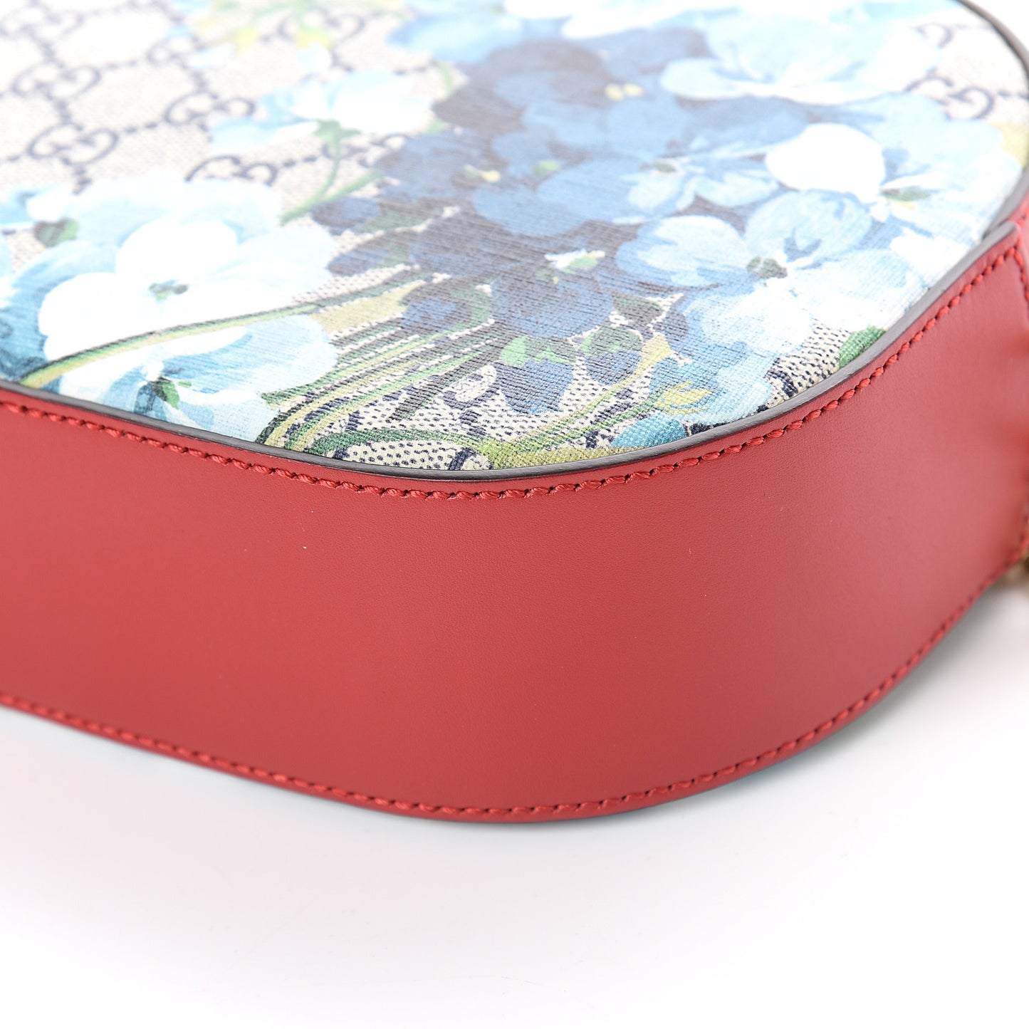 GG Supreme Monogram Blooms Mini Chain Shoulder Bag Beige Blue Navy Hibiscus Red