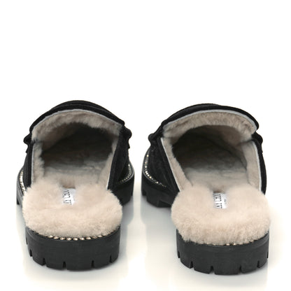 Jimmy Choo Suede Shearling Ronnie Flat Mules 40 Tan Black 5 of 9