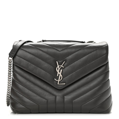 Saint Laurent Calfskin Y Quilted Monogram Medium Loulou Chain Satchel Asphalt 1 of 10