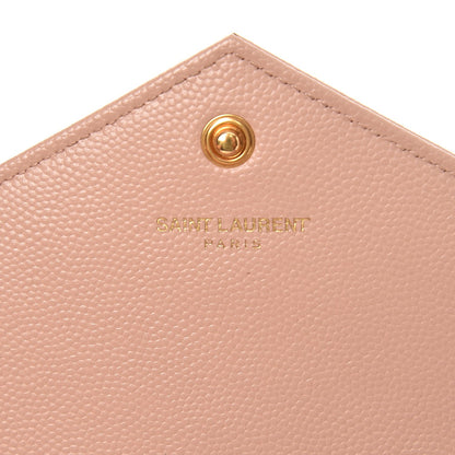 Saint Laurent Grain De Poudre Matelasse Chevron Monogram Envelope Chain Wallet Pale Pink 7 of 9