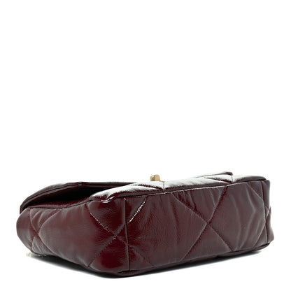 Chanel Shiny Crumpled Calfskin Quilted Medium Chanel 19 Flap Burgundy 4 of 12
