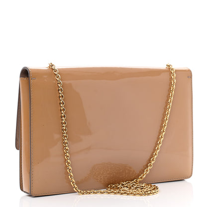 Salvatore Ferragamo Patent Calfskin Vara Bow Chain Flap Crossbody Beige 3 of 11