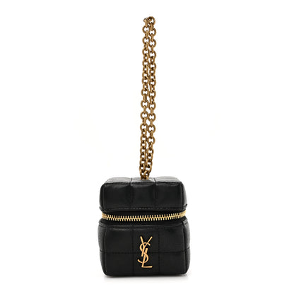 Saint Laurent Lambskin Cassandre Matelasse Carre Mini Cube On Chain Black 1 of 9