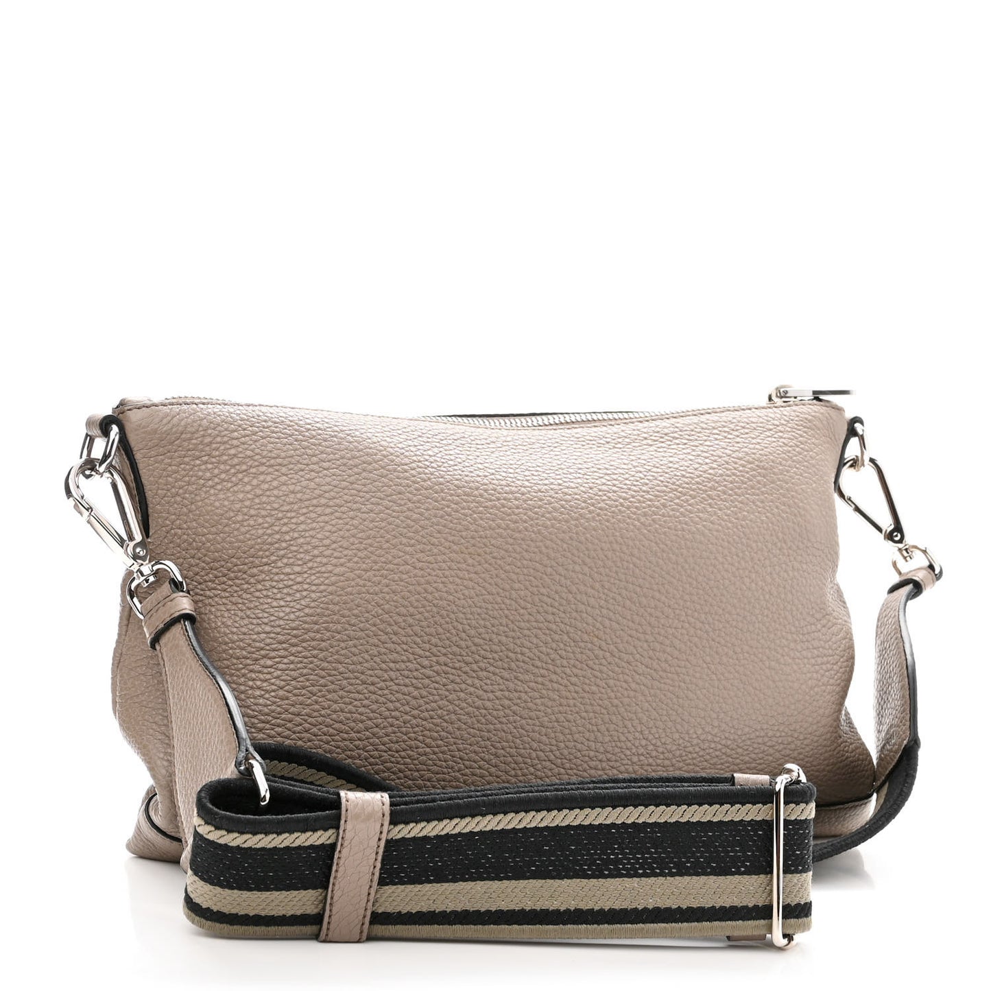 Vitello Daino Soft Zippered Shoulder Bag Argilla