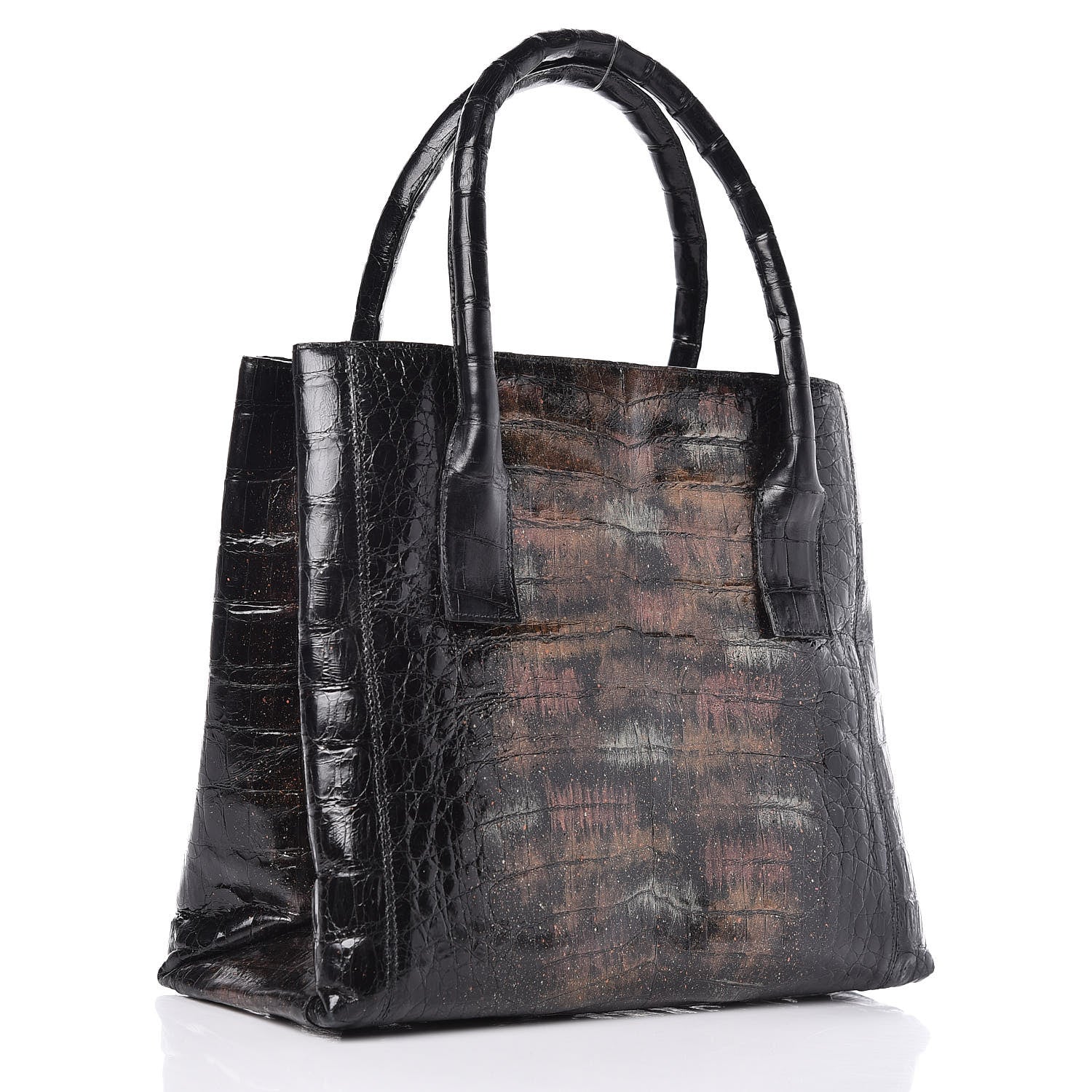 Nancy Gonzalez Metallic Crocodile Tote Black Bronze 3 of 8