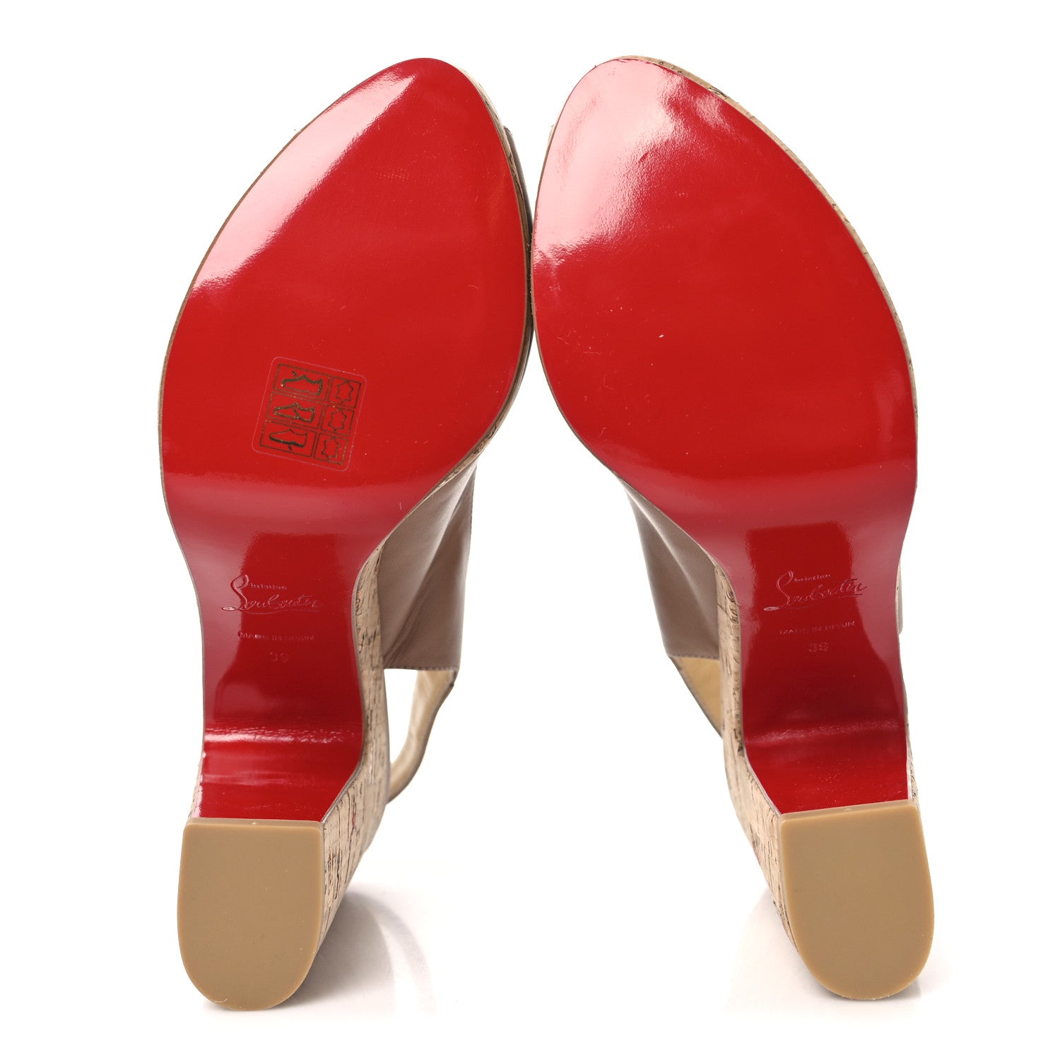 Christian Louboutin Calfskin Cork Dona Anna 120 Wedges 39 Nude Natural 6 of 8