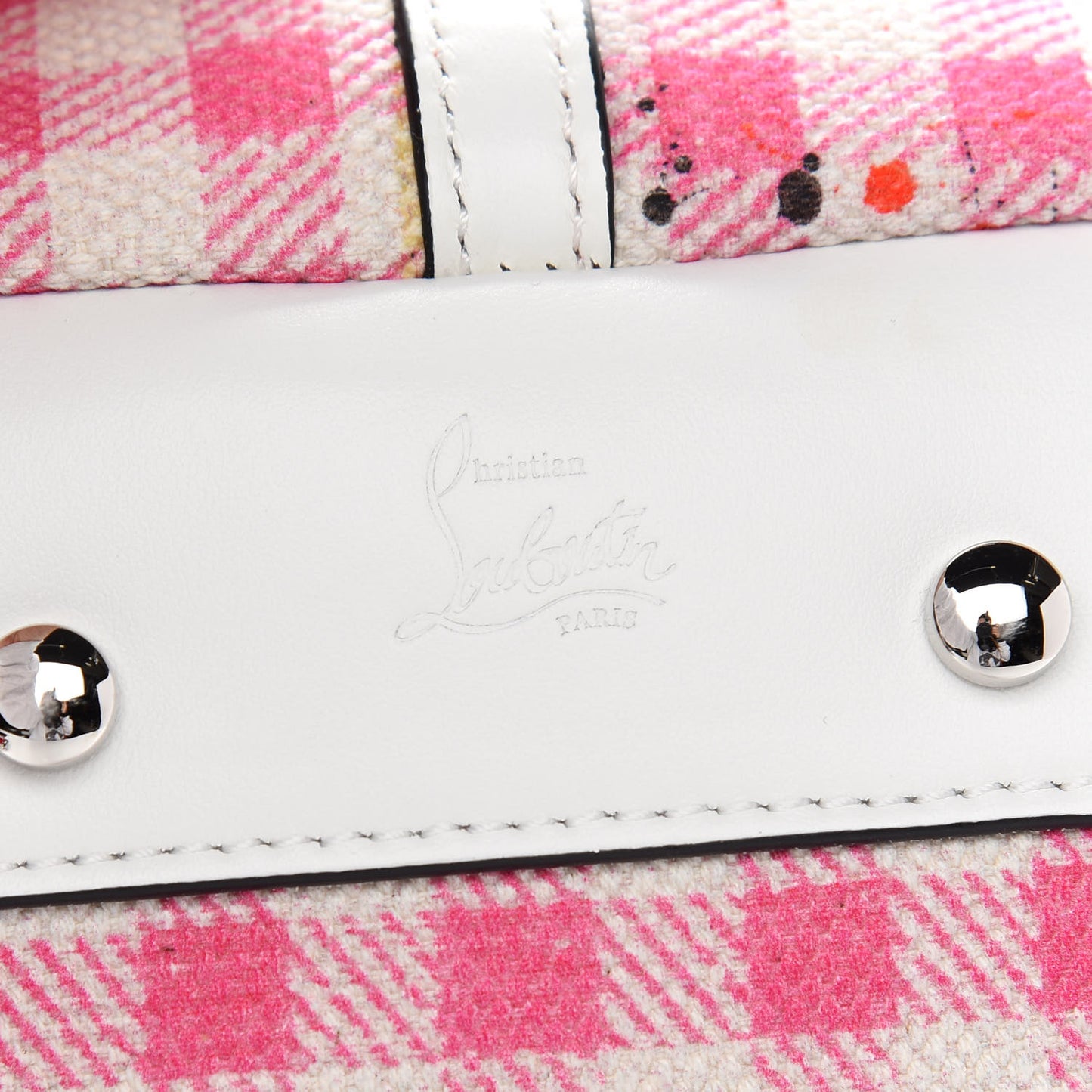 Canvas Gingham Printed Mini Frangibus Tote Pink White