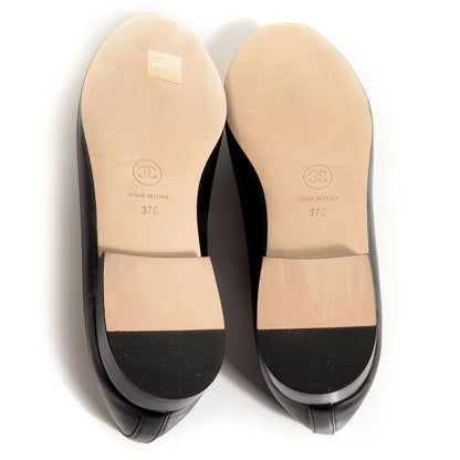 Chanel Calfskin CC Cap Toe Ballerina Flats Black Gold 37 7 of 8