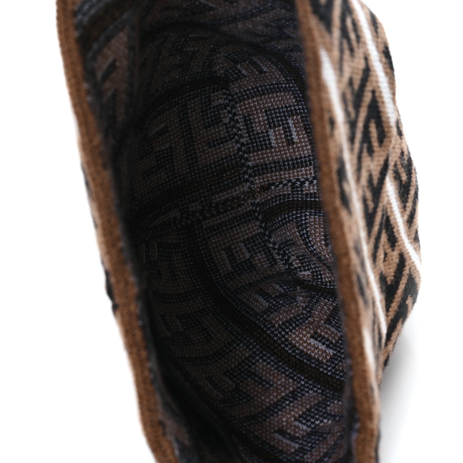 Fendi Wool Knit Zucca Beanie Tobacco White 5 of 5