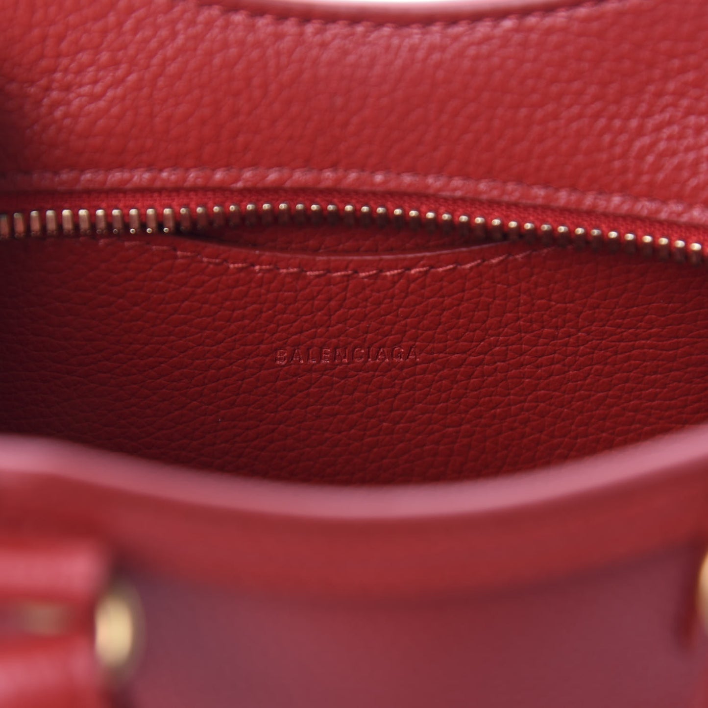 Grained Calfskin Neo Classic Gold Hardware Nano City Crossbody Medium Red