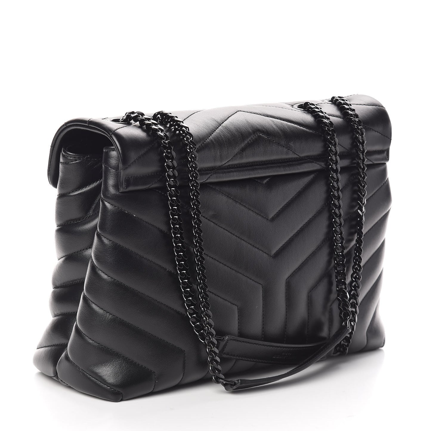Calfskin Y Quilted Monogram Medium Loulou Chain Satchel Black