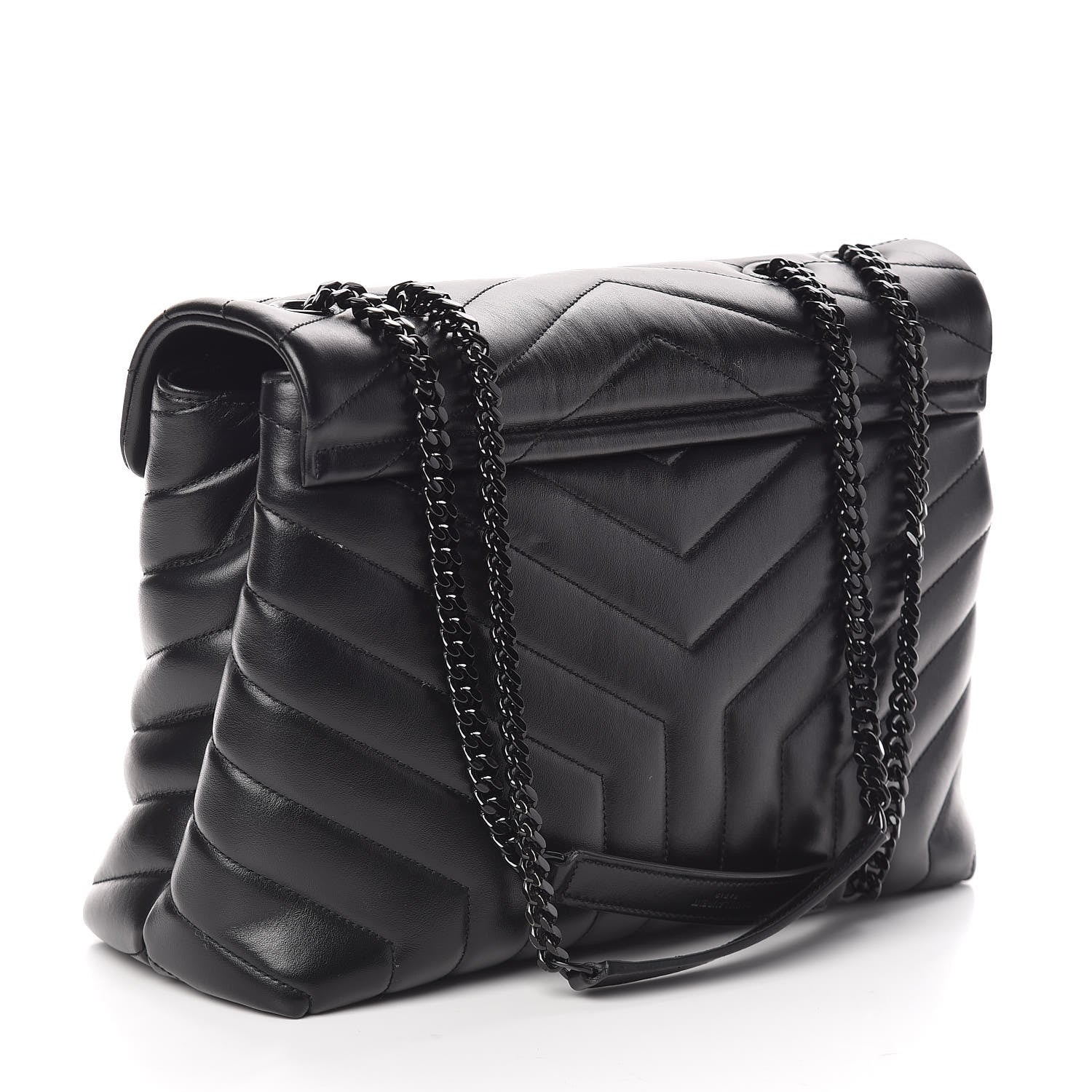 Saint Laurent Calfskin Y Quilted Monogram Medium Loulou Chain Satchel Black 3 of 9