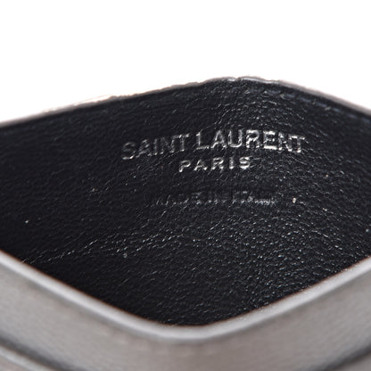 Saint Laurent Grain De Poudre Matelasse Chevron Monogram Card Case Coal 5 of 12