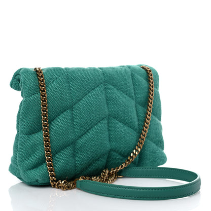 Saint Laurent Canvas Quilted Toy Loulou Puffer Monogram Chain Satchel Basil 3 of 10