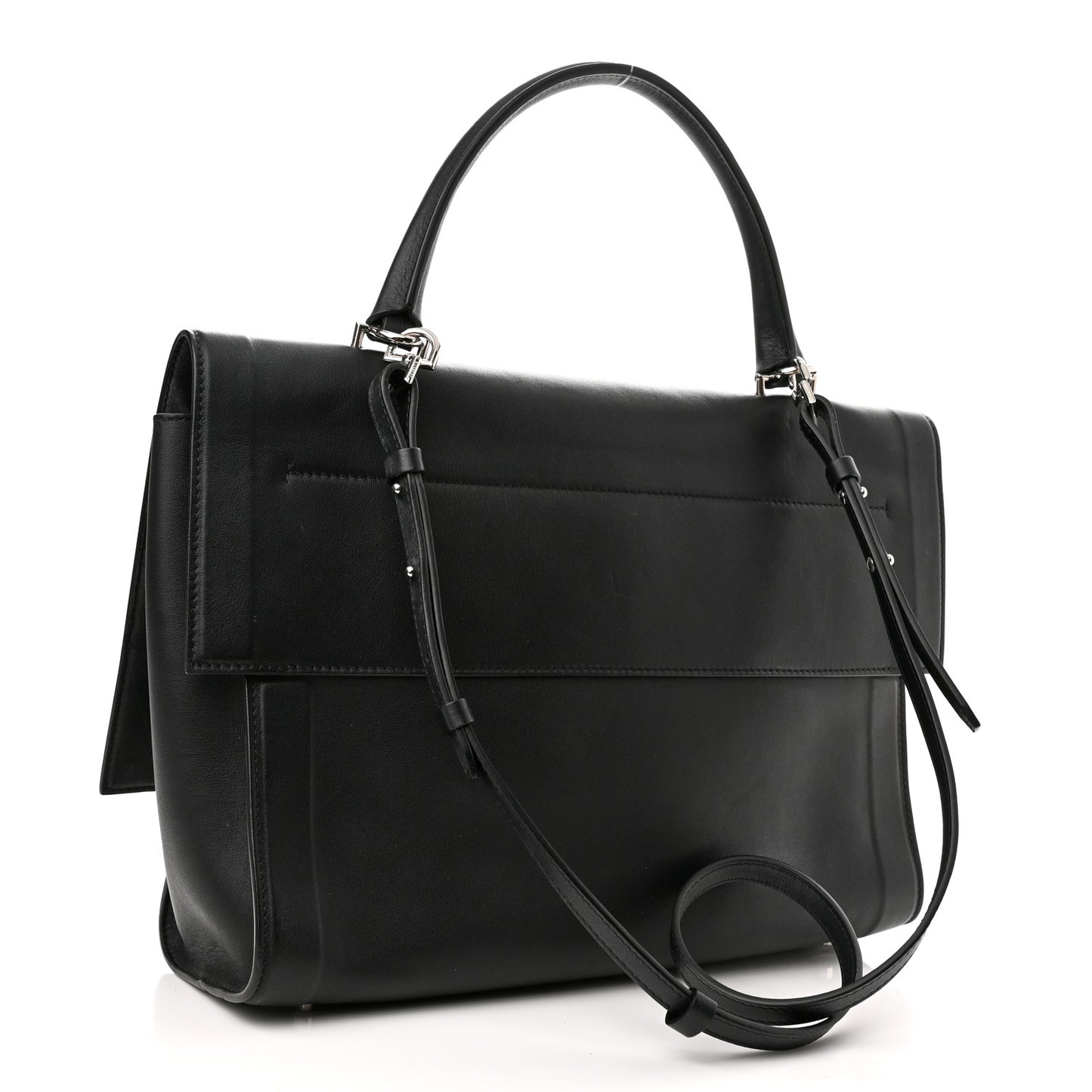 Grained Calfskin Medium Bi-Color Shark Lock Satchel Black White