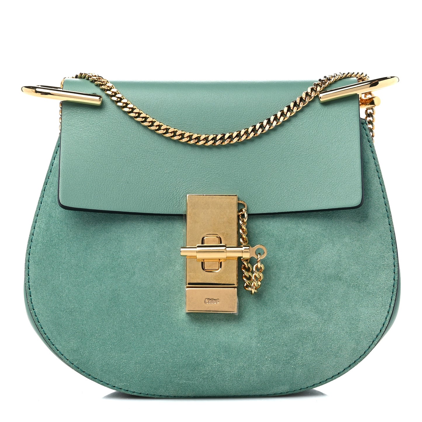 Suede Smooth Calfskin Drew Shoulder Bag Happy Green
