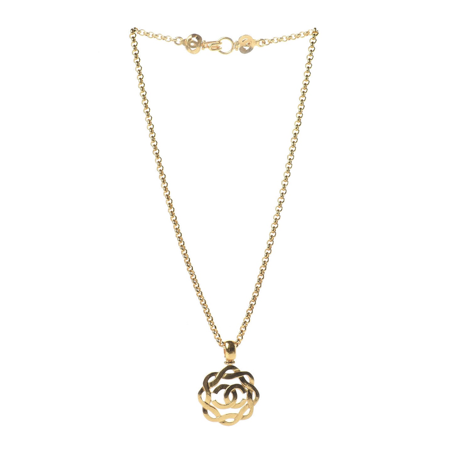 CC Chain Pendant Long Necklace Gold