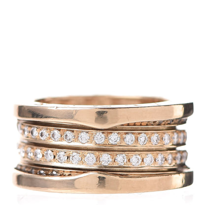 Bulgari 18K Yellow Gold Diamond B.Zero1 Four-Band Pave Ring 52 6 7 of 10