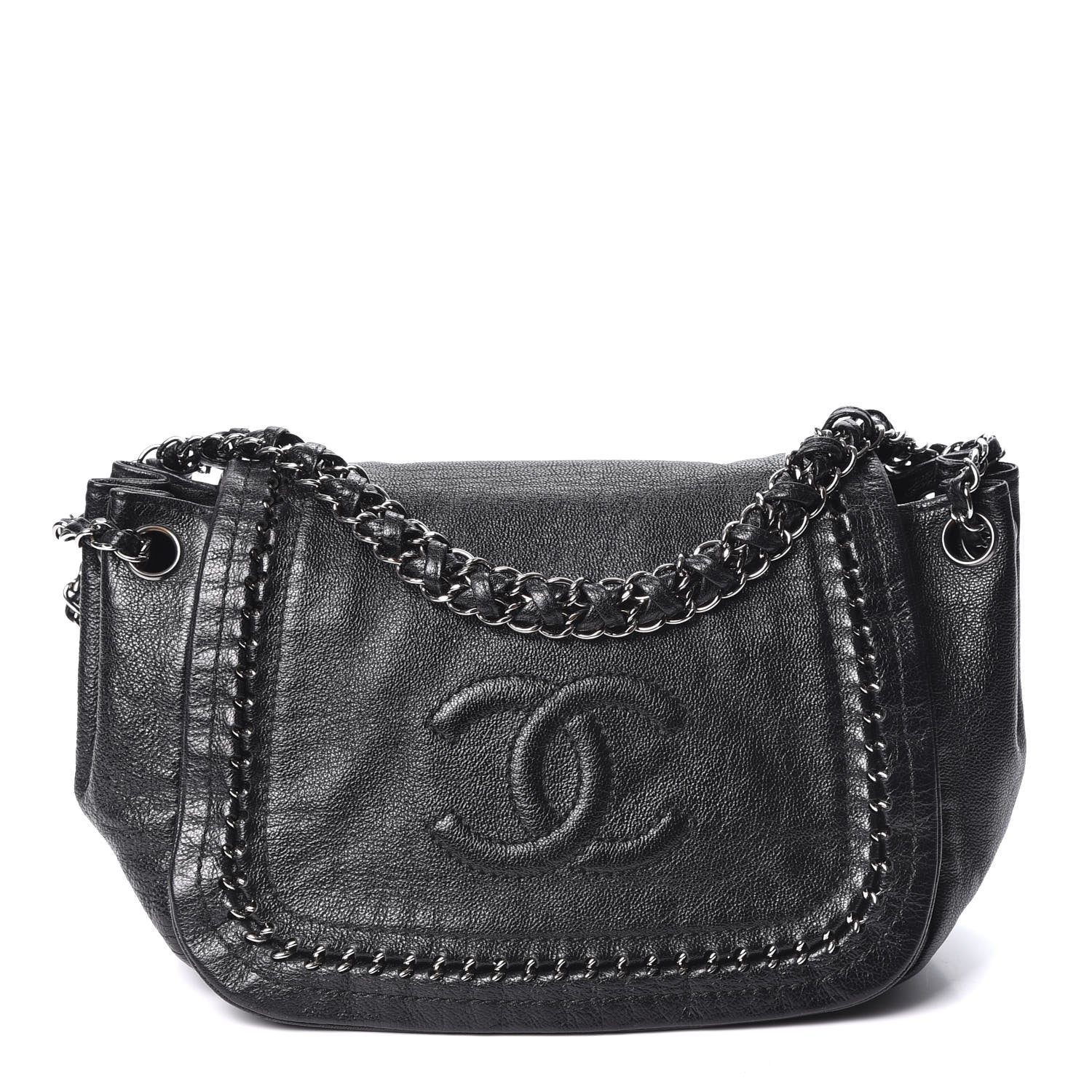 Chanel Metallic Goatskin Luxe Ligne Flap Black 1 of 9