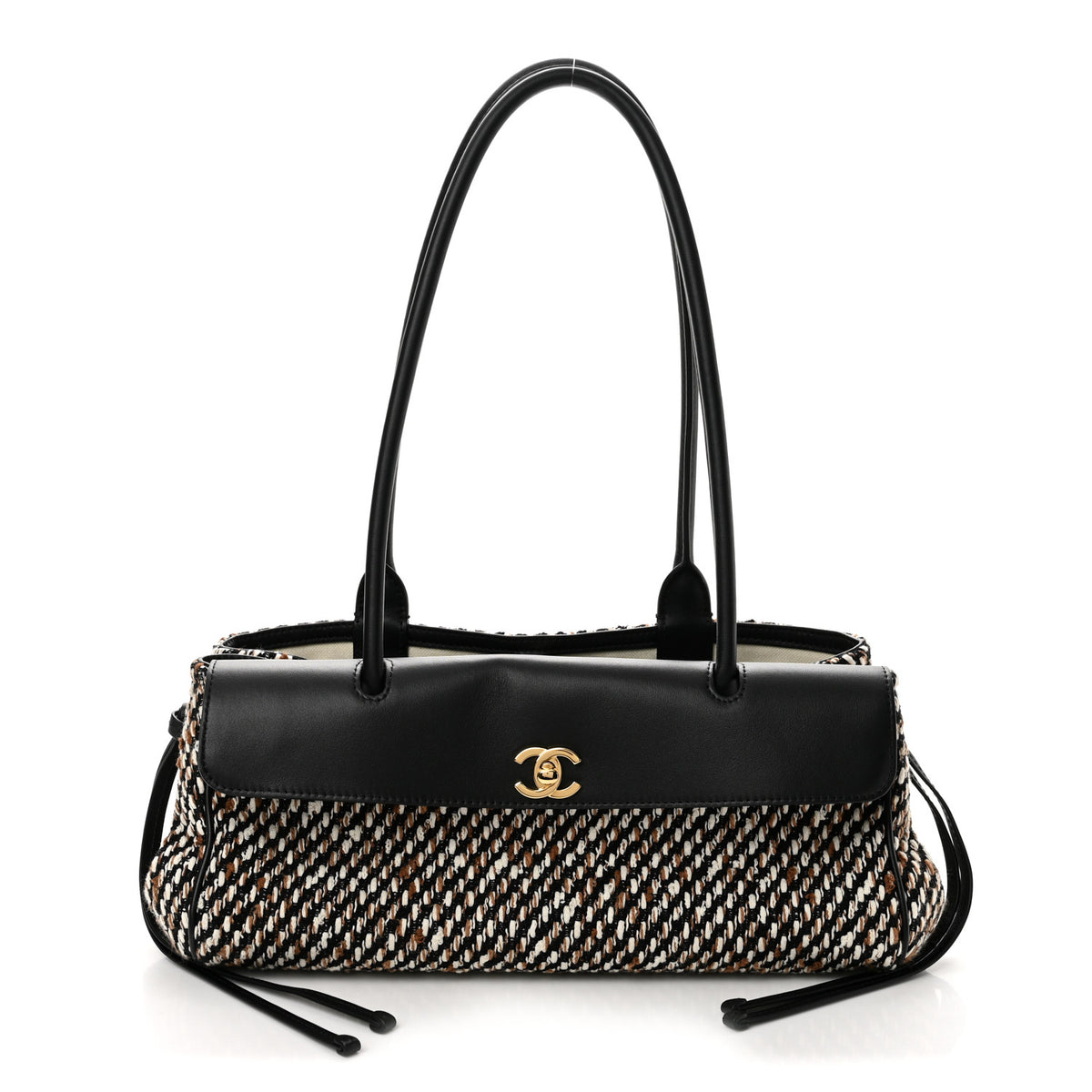 Tweed Calfskin Urban Essentials Small Shopping Bag Black Multicolor