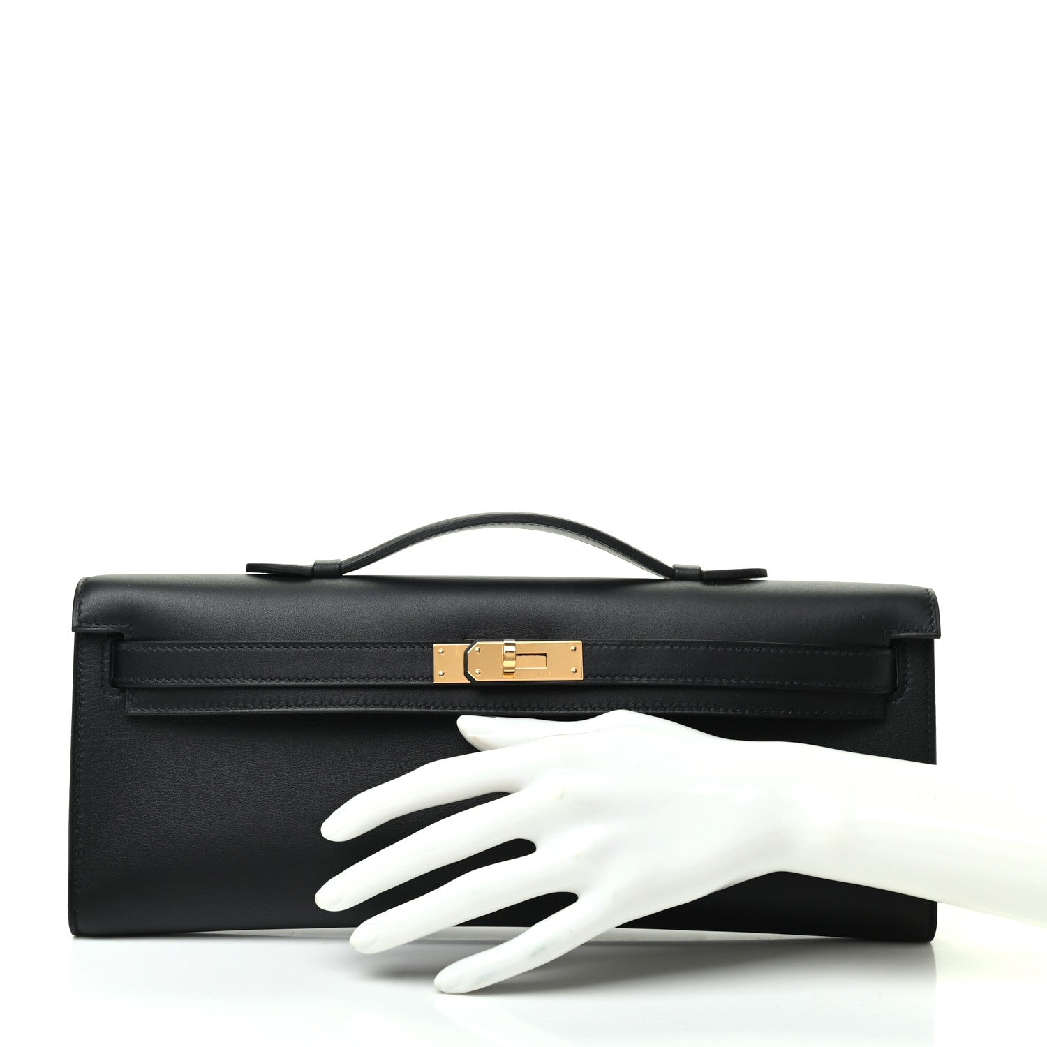 Hermes Swift Kelly Cut Clutch Pochette Black 2 of 8